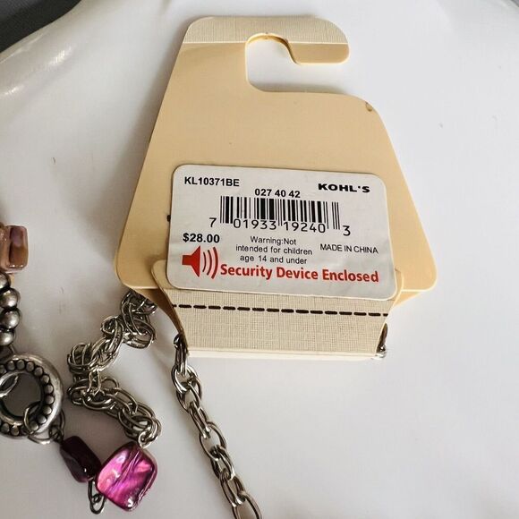 Sonoma Silver Tone Necklace Pink Shades Multi Layer Genuine Shell Stones - Picture 8 of 11